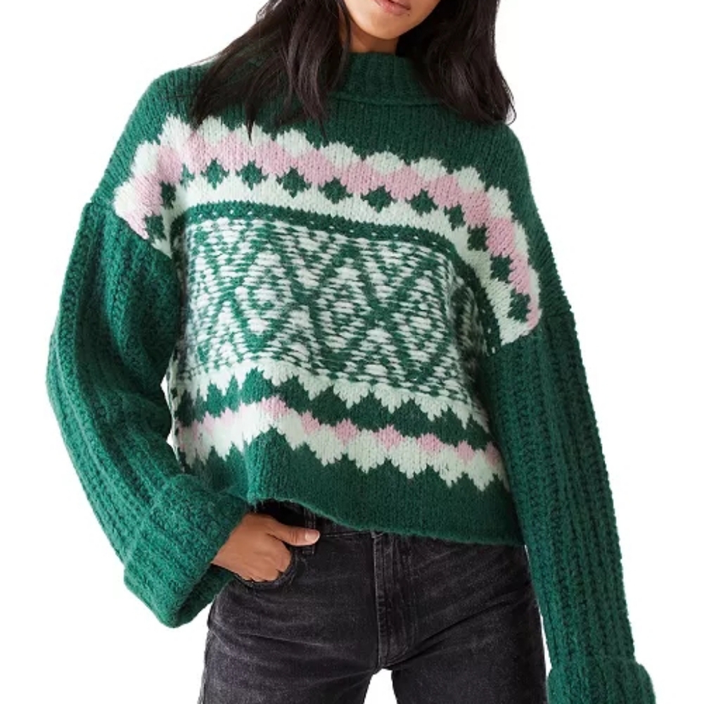 NWT Free People Alpine Crop Mock Neck Sweater